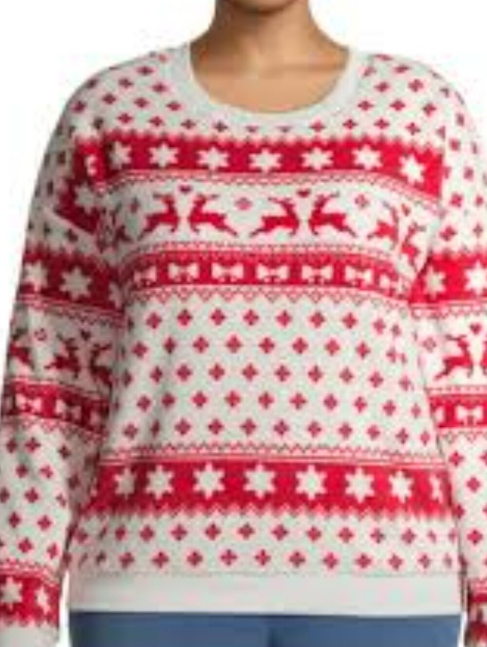Holiday Time Women's White Holiday Sweater XL (15-17)